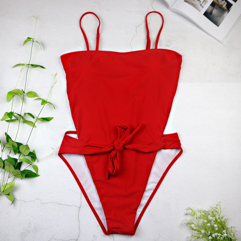 Pure Color Sexy European And American Bikini Beach Vacation Swimsuit