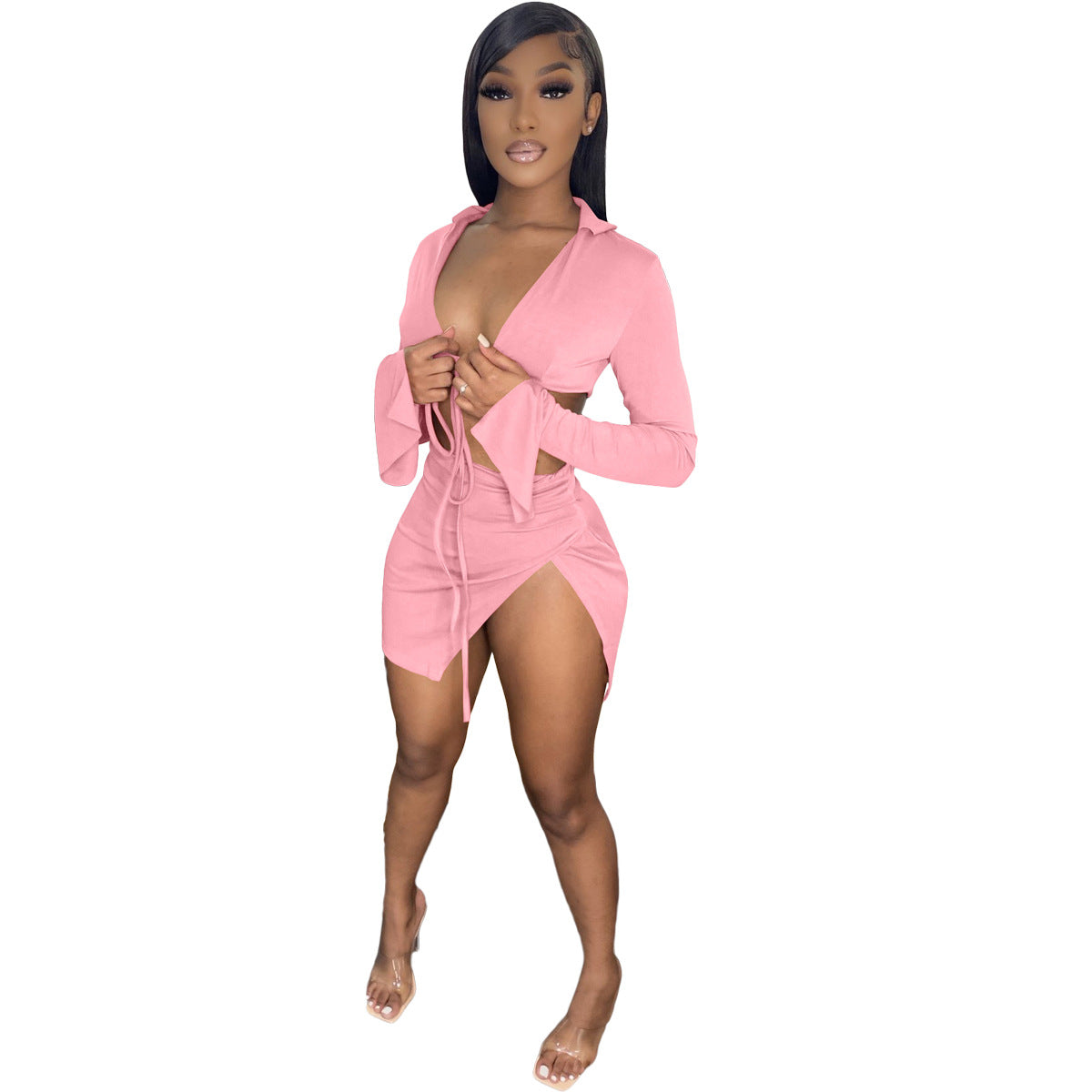 Women's Spring And Summer Lace-up Long-sleeved Swimsuit Suit