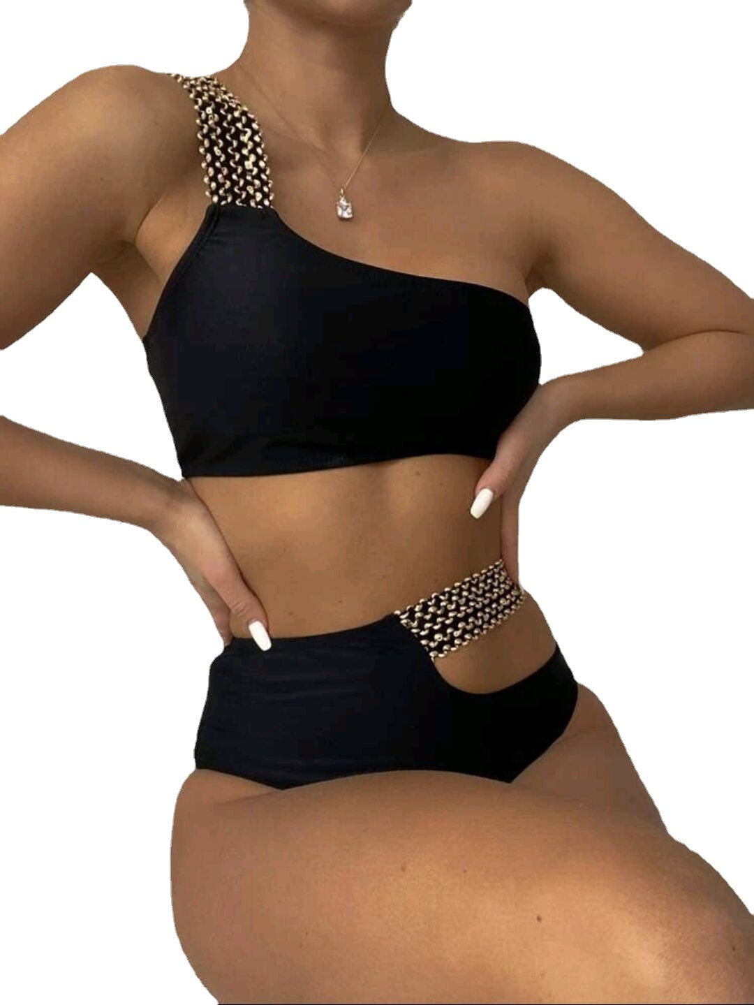 High Waist Split Bikini Swimsuit