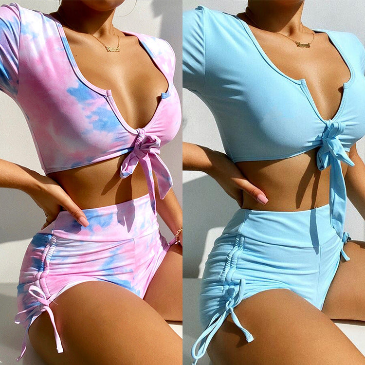 Short Sleeve Bikini Sexy Ladies Split Swimsuit