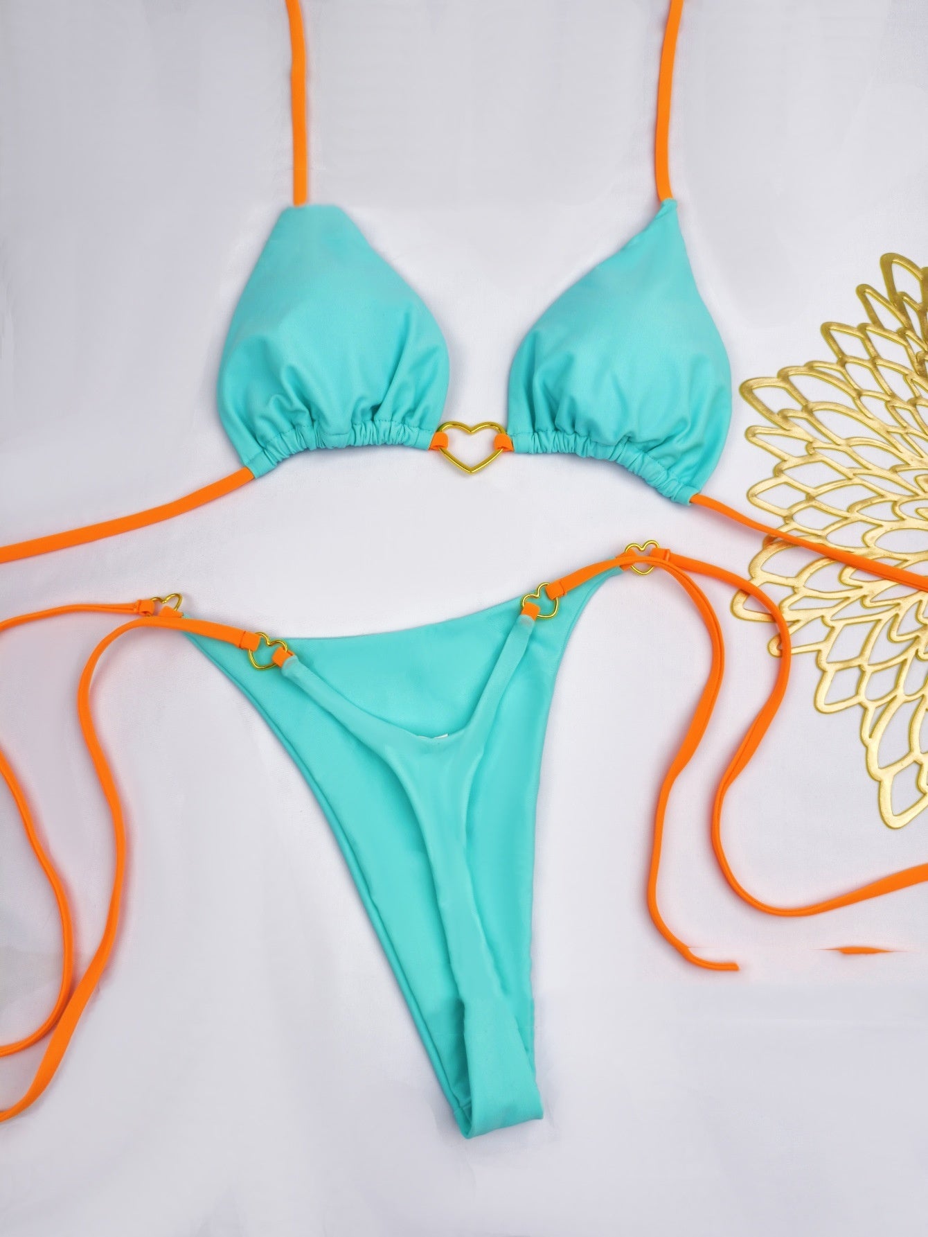 Lace Up Split Bikini Swimsuit