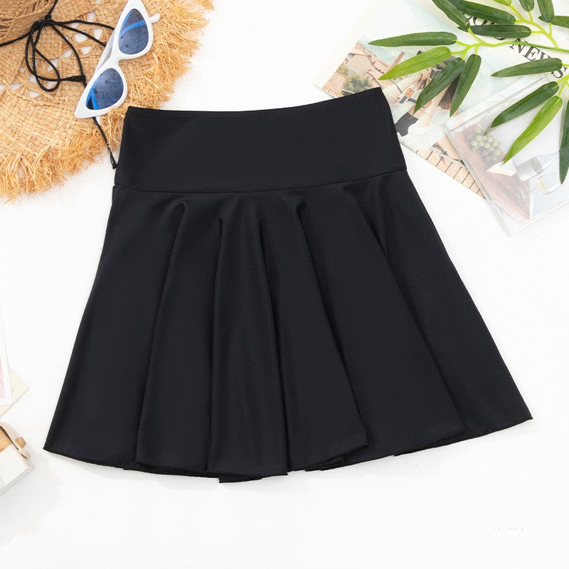 Summer Solid Color Separate Swim Skirt Anti-slip Half Skirt Women's Beach High Waist Belly Cover Swimming Sports Bikini Skirt