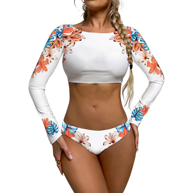 Bikini 5 Colors Long Sleeve Sunscreen Swimsuit Print