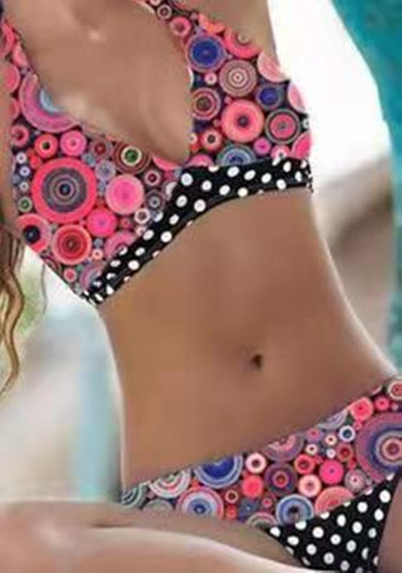 Women's Printed High Waist Split Bikini Suit