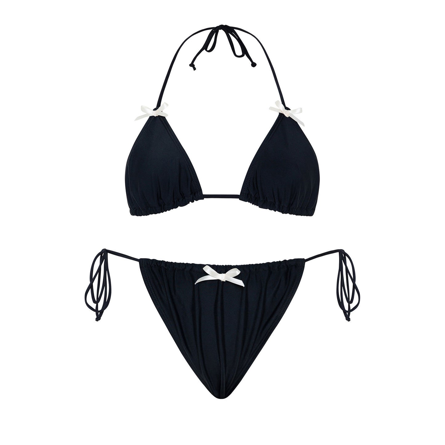 Pure Color Bikini Swimsuit Bow Tie Women