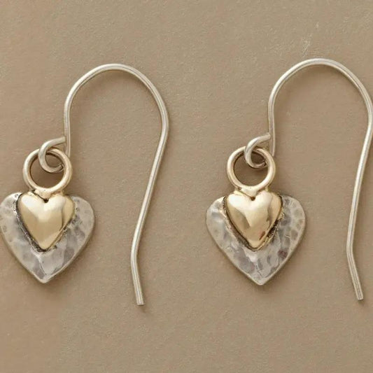 Minimalist Love Pendant Ear Hook Two-color Vintage Waterproof Handmade Pendant Earrings