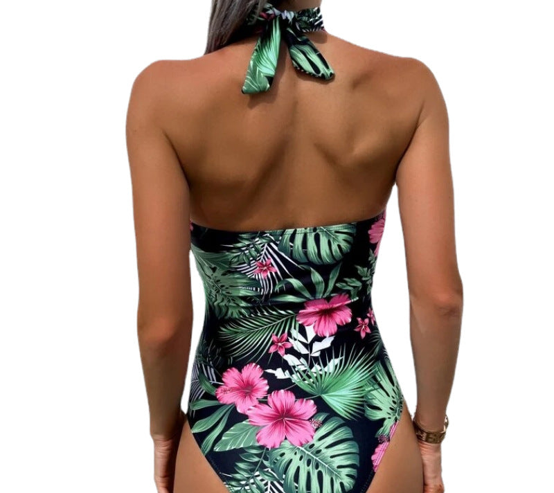 One-piece Halterneck All-in-one Bikini Print