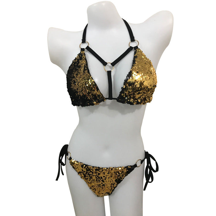 Sexy Sequin SWIMSUIT SET Green Purple Gold