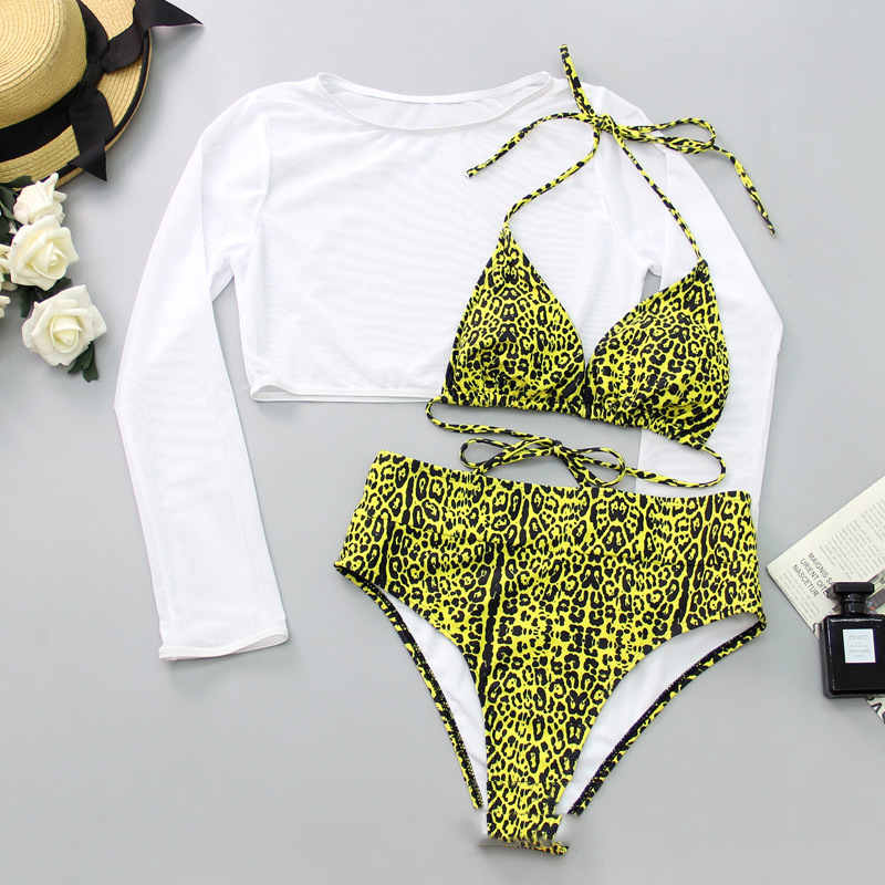 New Swimsuit Sexy Bikini High Waist Three-piece Set