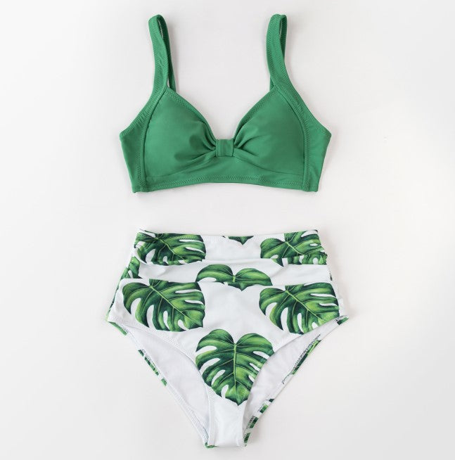 Women's Fashion Print Bikini High Waist Suit