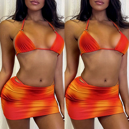 Tie-dye Three-piece Orange Spice Bikini