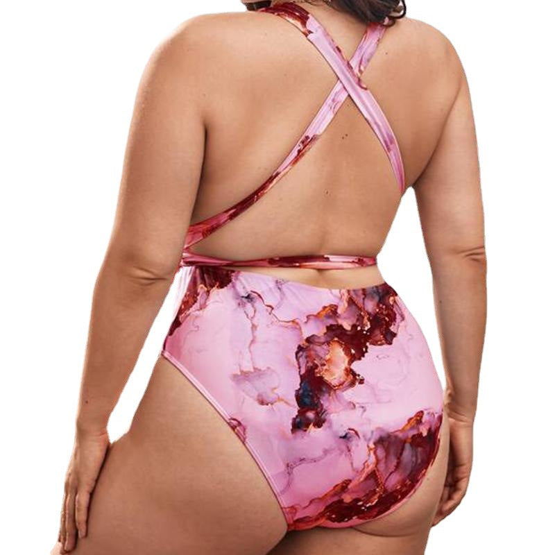 Large Size Printed One-piece Women's Bikini