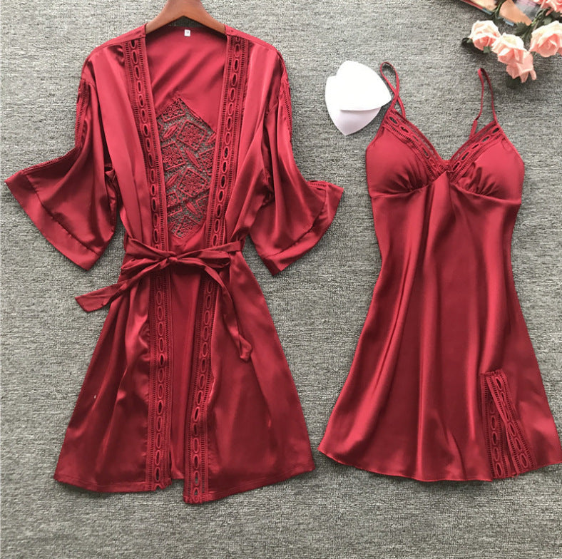 Two-piece spring and autumn nightgown