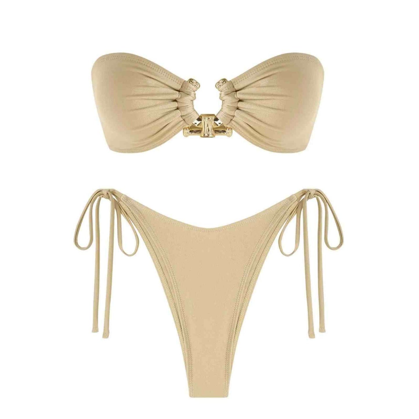 Strapless U-shaped Lace Up Bikini - Peek A Boo Undies