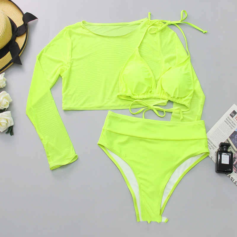 New Swimsuit Sexy Bikini High Waist Three-piece Set