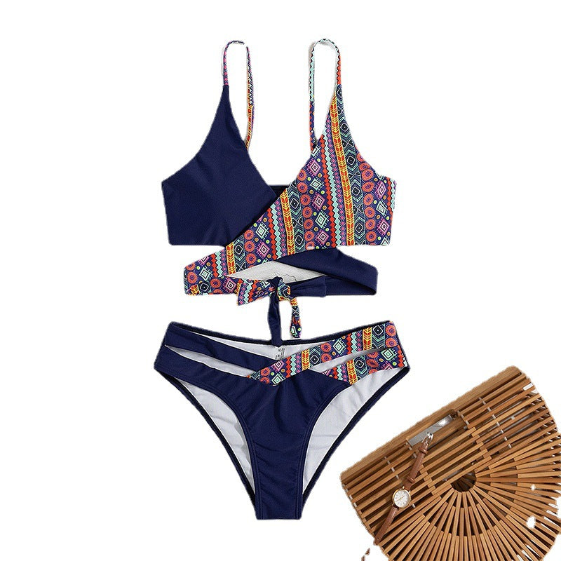 High Waist Triangle Double Shoulder Bikini