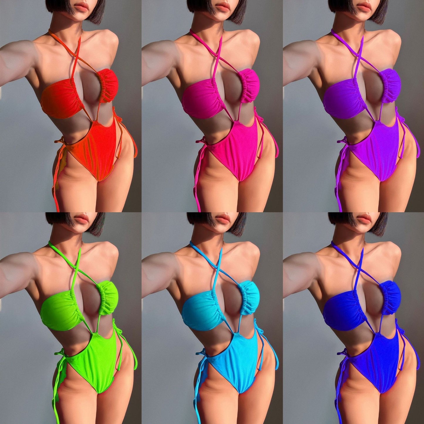 Drawstring One-piece Swimsuit For Women