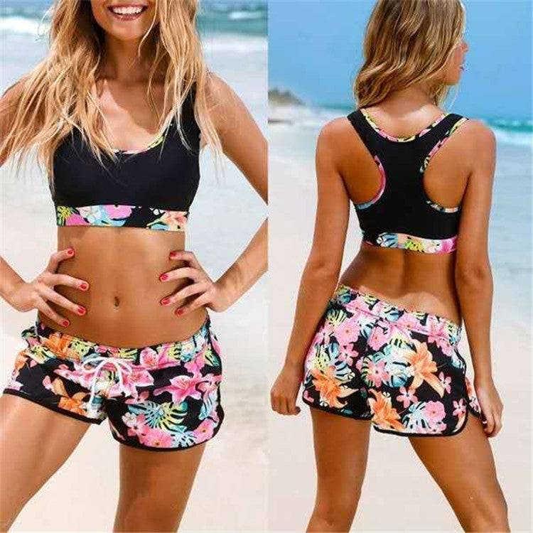 Women's Fashion Split Leaf Print Bikini