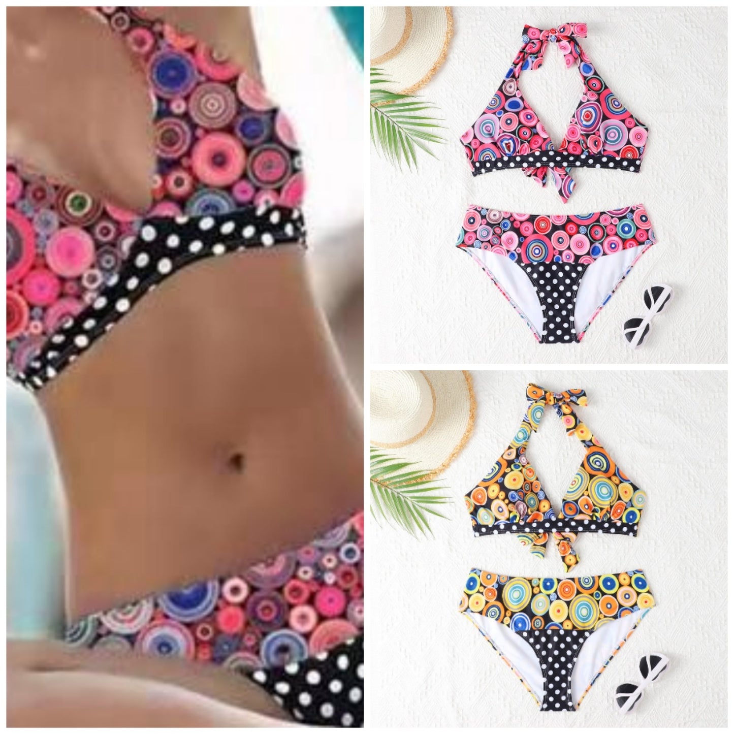 Women's Printed High Waist Split Bikini Suit