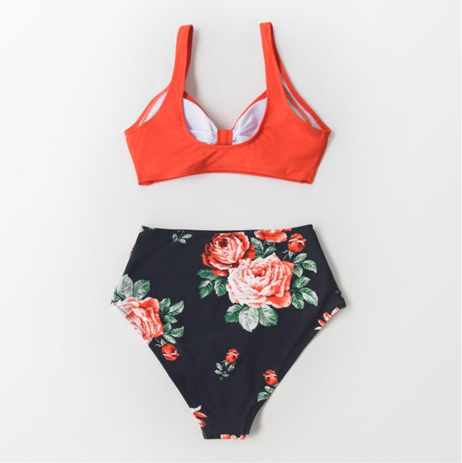 Women's Fashion Print Bikini High Waist Suit