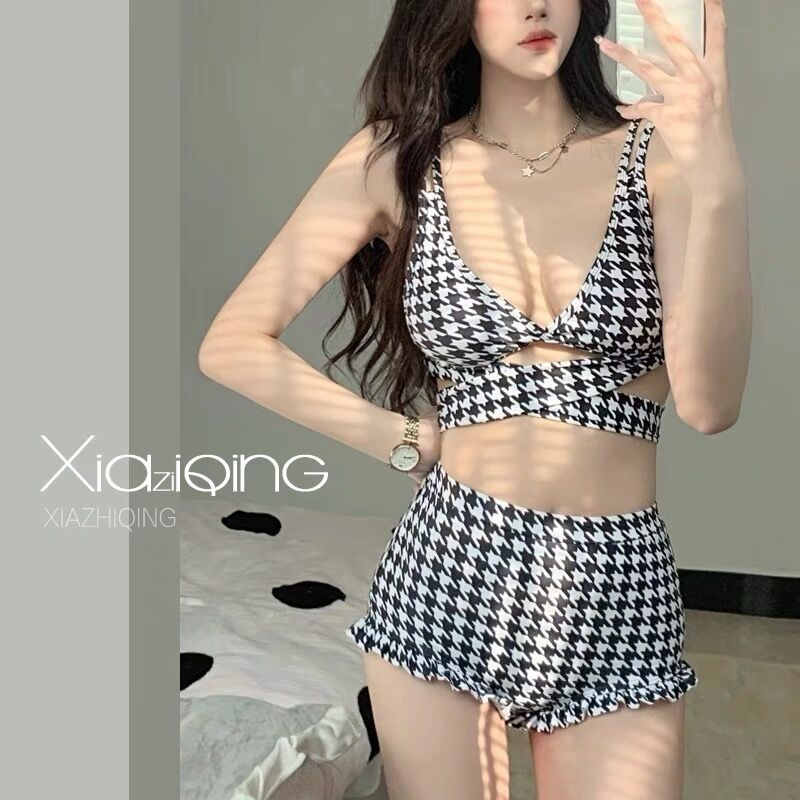 Women's Houndstooth Bikini Flat Suit