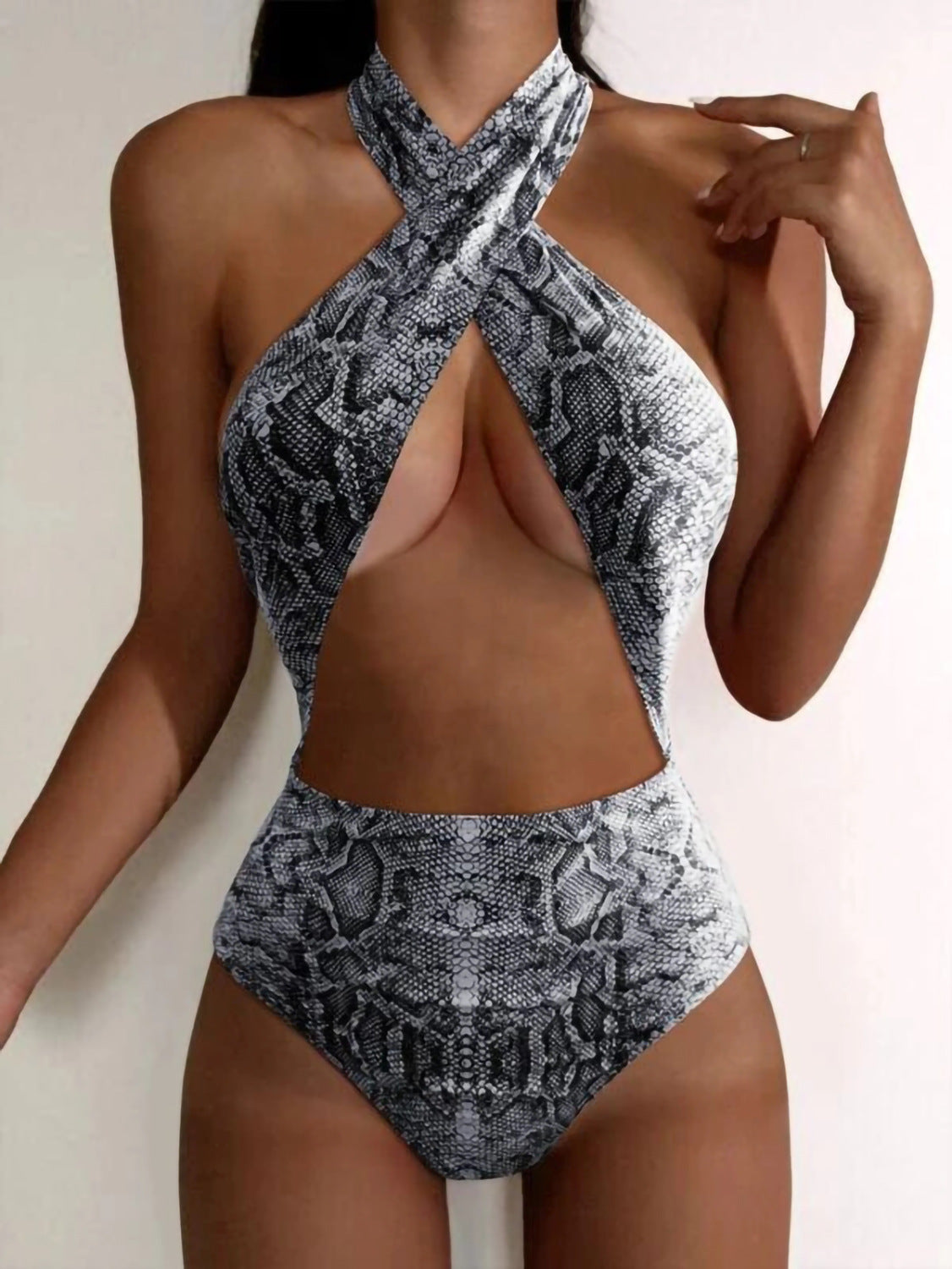 Women's Triangle Bikini With Snake Print