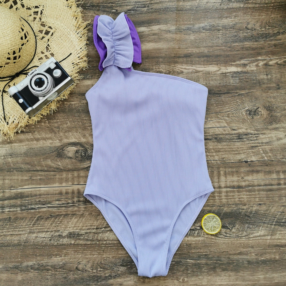 Single-shoulder Suspender Tube Top One-piece Swimsuit Women's Two-piece Suit