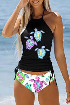 Split Colorful Swimsuit