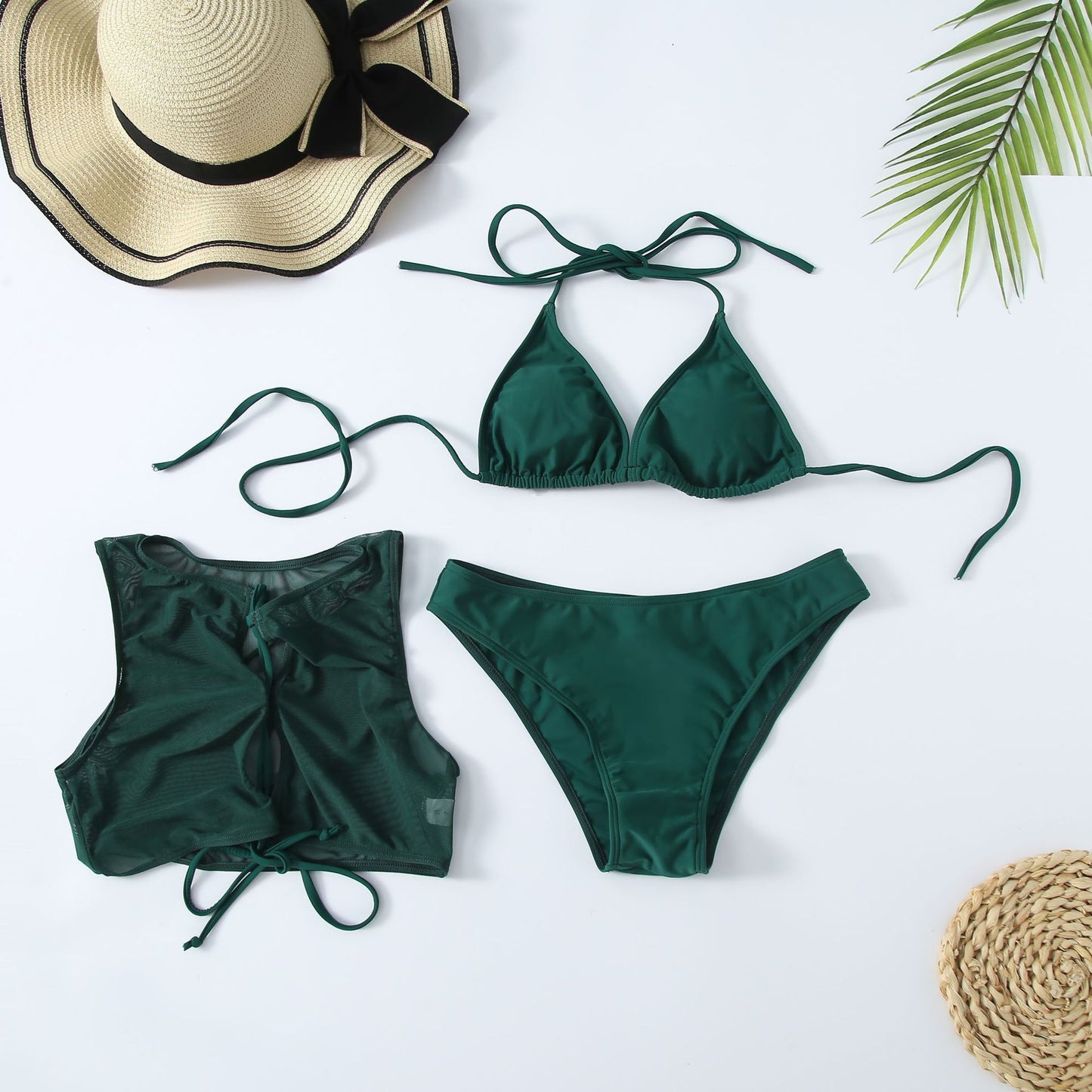 Ladies Swimsuit Mesh Three Piece Set