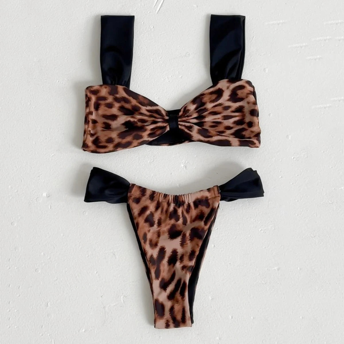 Bikini Leopard Print Tube Top Split Women's Suit