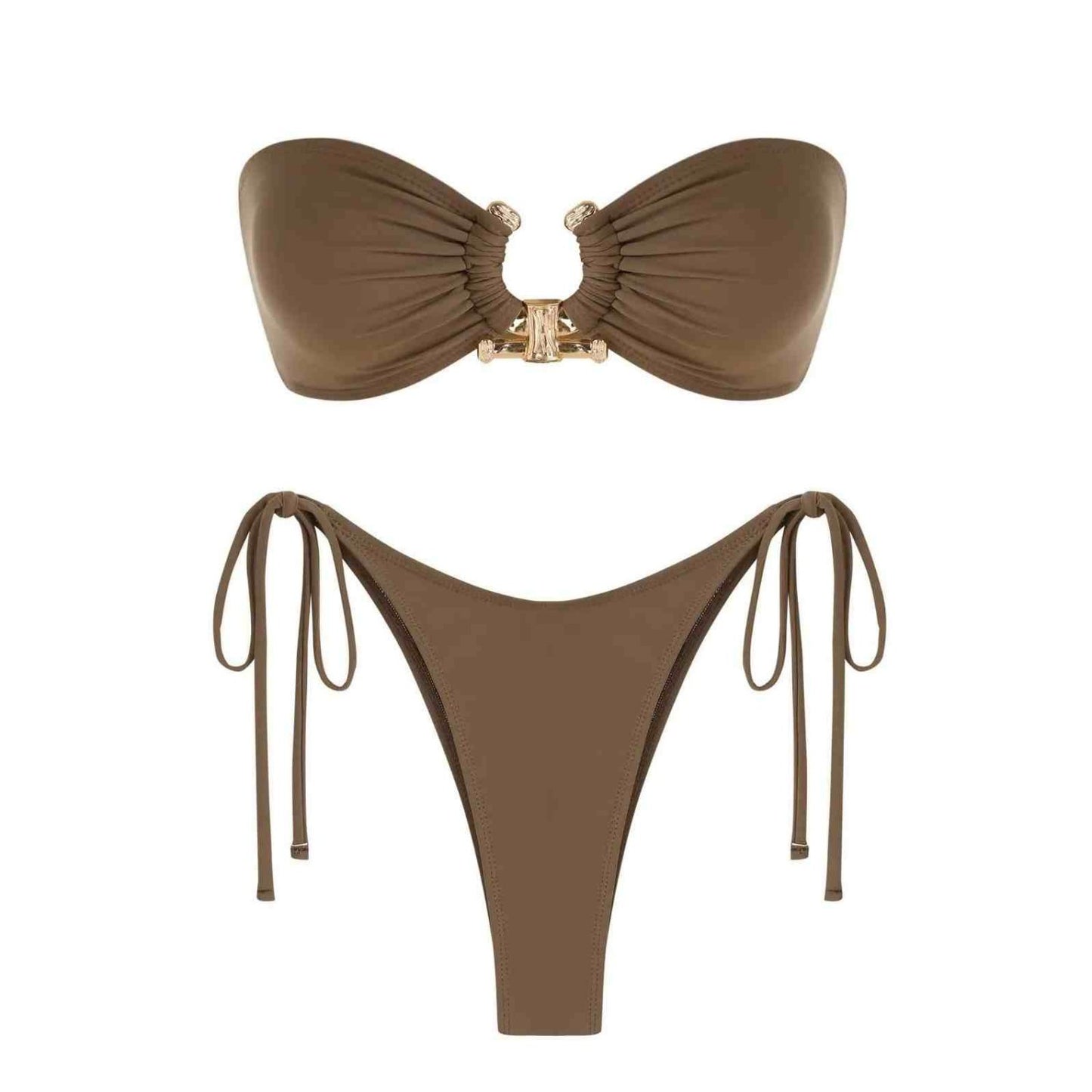 Strapless U-shaped Lace Up Bikini - Peek A Boo Undies