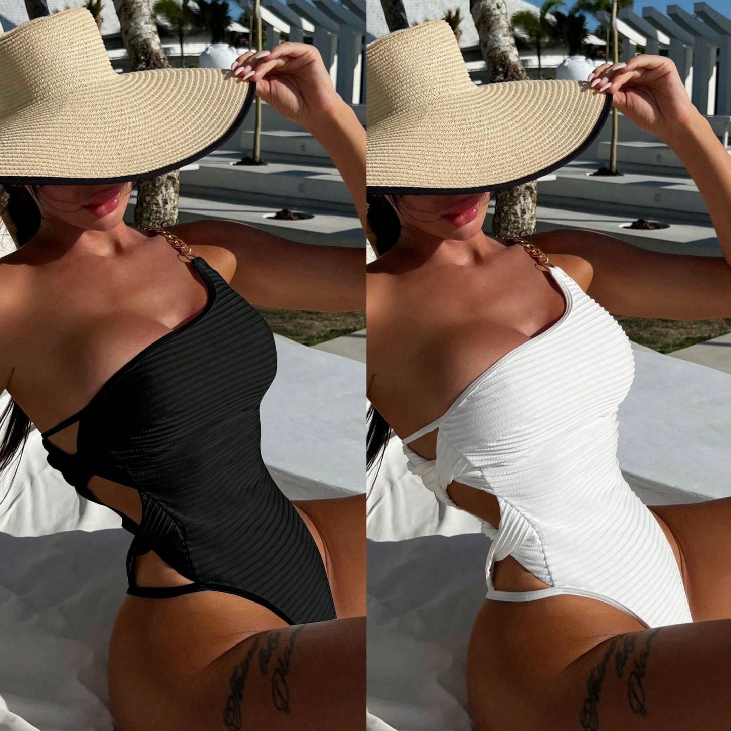 New One-piece Swimsuit Solid Color Women