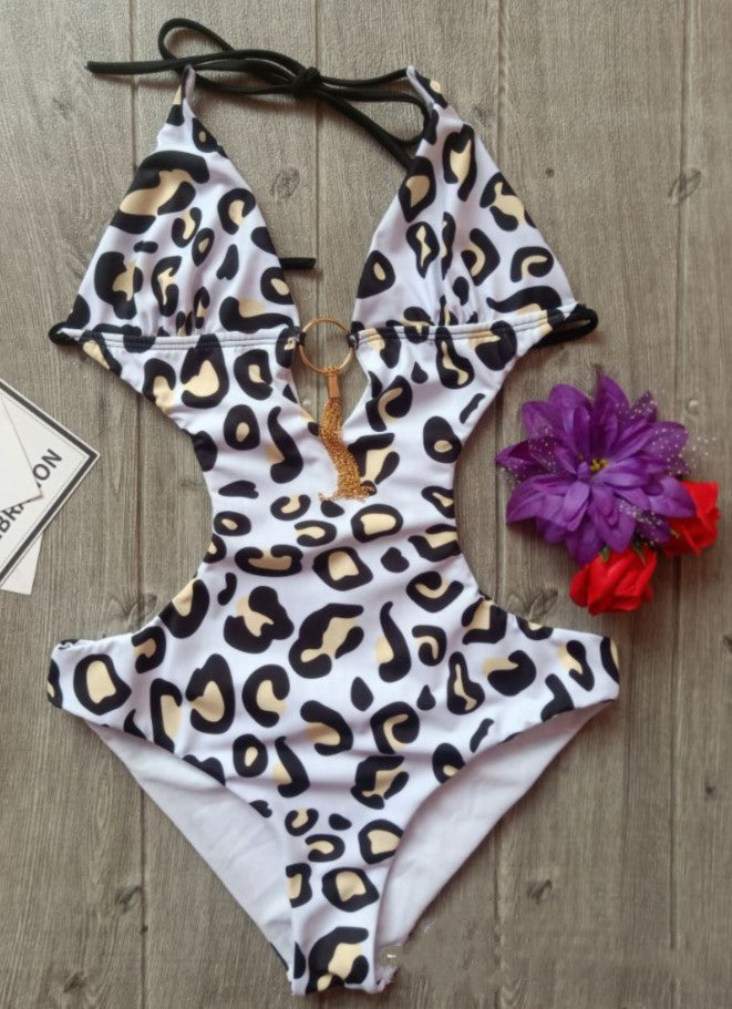 Ladies Fashion One Piece Print Bikini Swimsuit