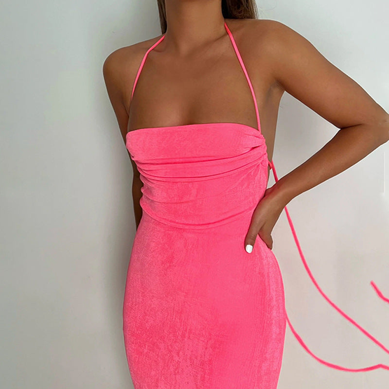 Backless Sexy Strap Slim Dress Tube Top Halter