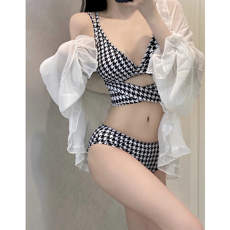 Women's Houndstooth Bikini Flat Suit