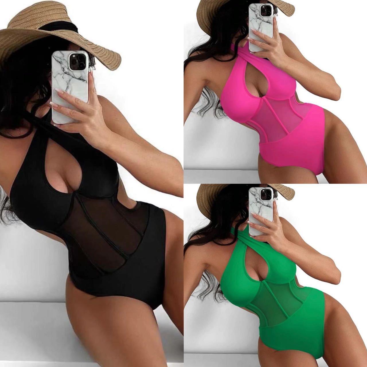 Lady Sexy One-piece Spun Yarn Swimsuit Bikini