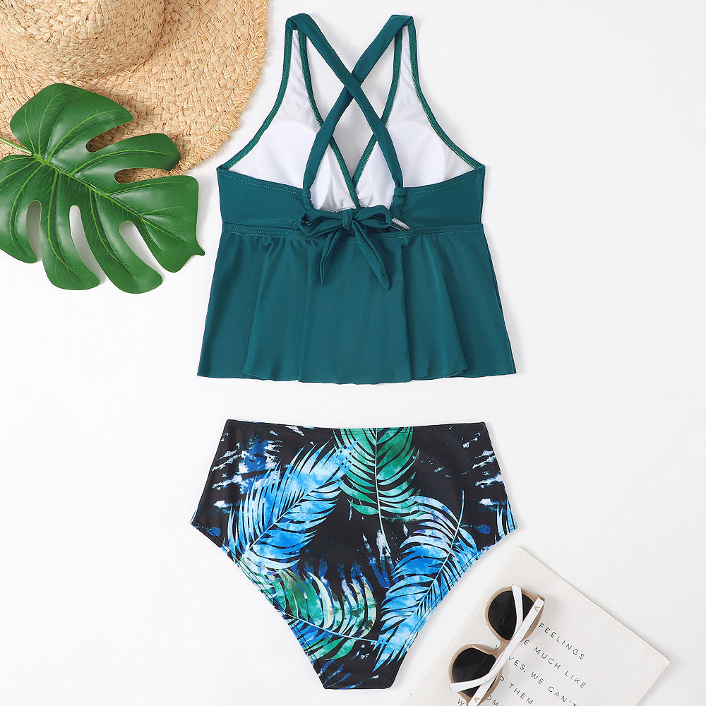 New Solid Color Suit Beach Ribbon Bikini - Peek A Boo Undies
