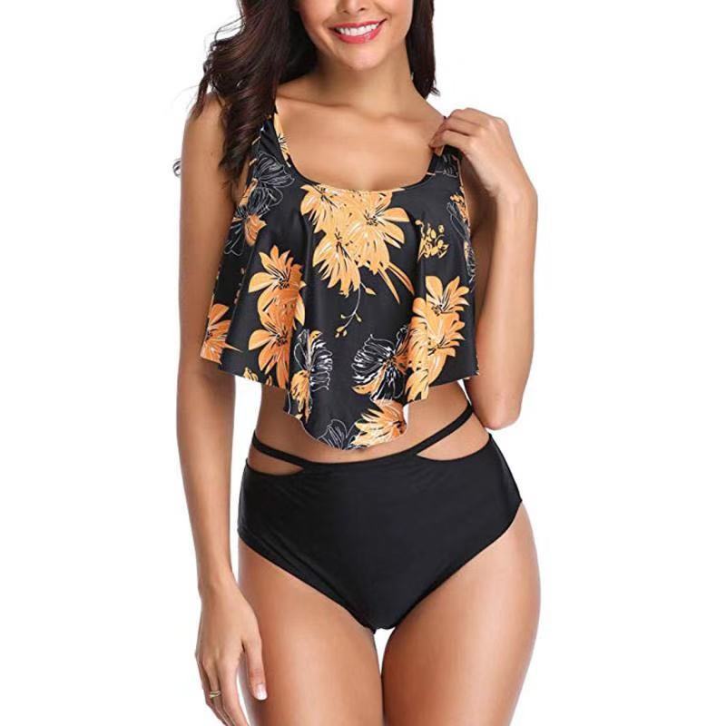 Women's Suspender Retro Print One-piece Swimsuit