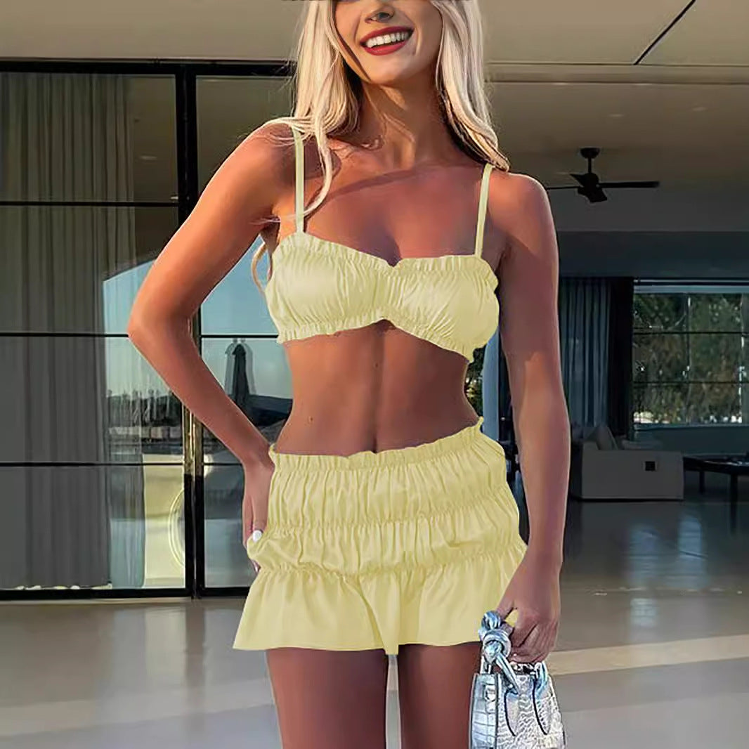 Tube Top Skirt Suit Bikini