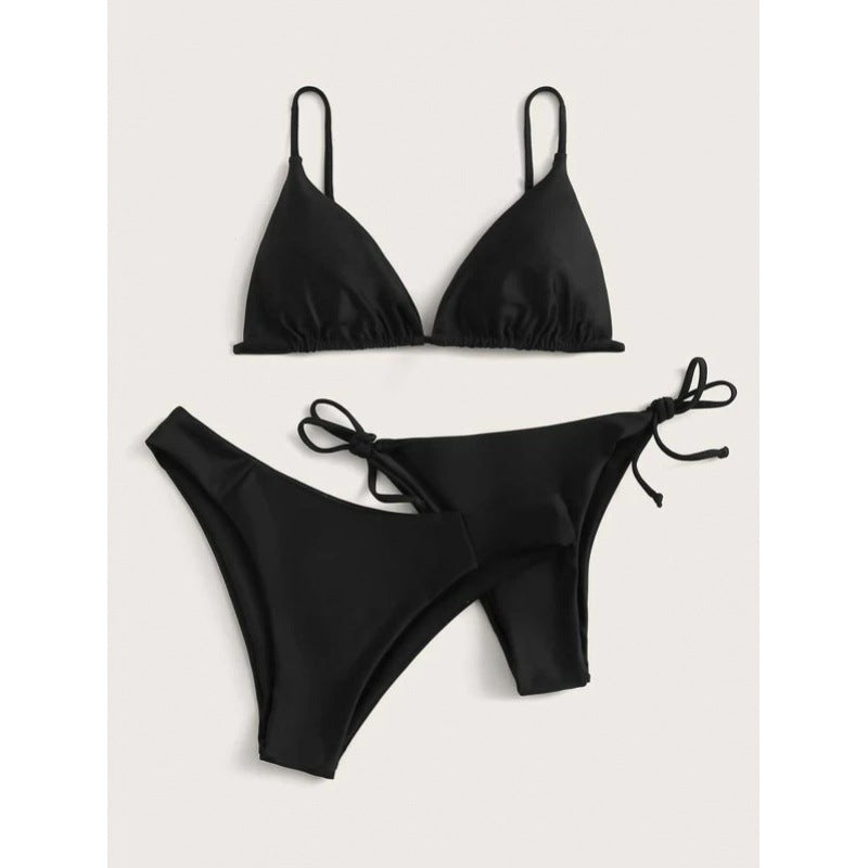 Bikini Solid Color Split Swimsuit Three-piece Set