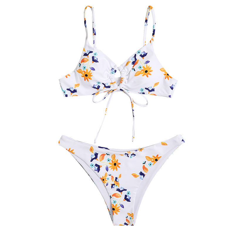 Contrast Floral Print Bikini