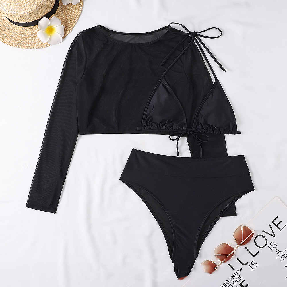 New Swimsuit Sexy Bikini High Waist Three-piece Set