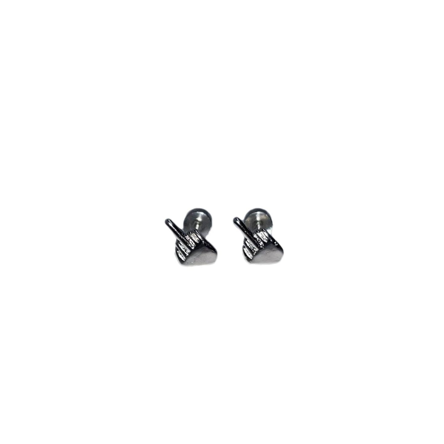 Niche Quirky Middle Finger Titanium Steel Screw Clasp Ear Cartilage Earring