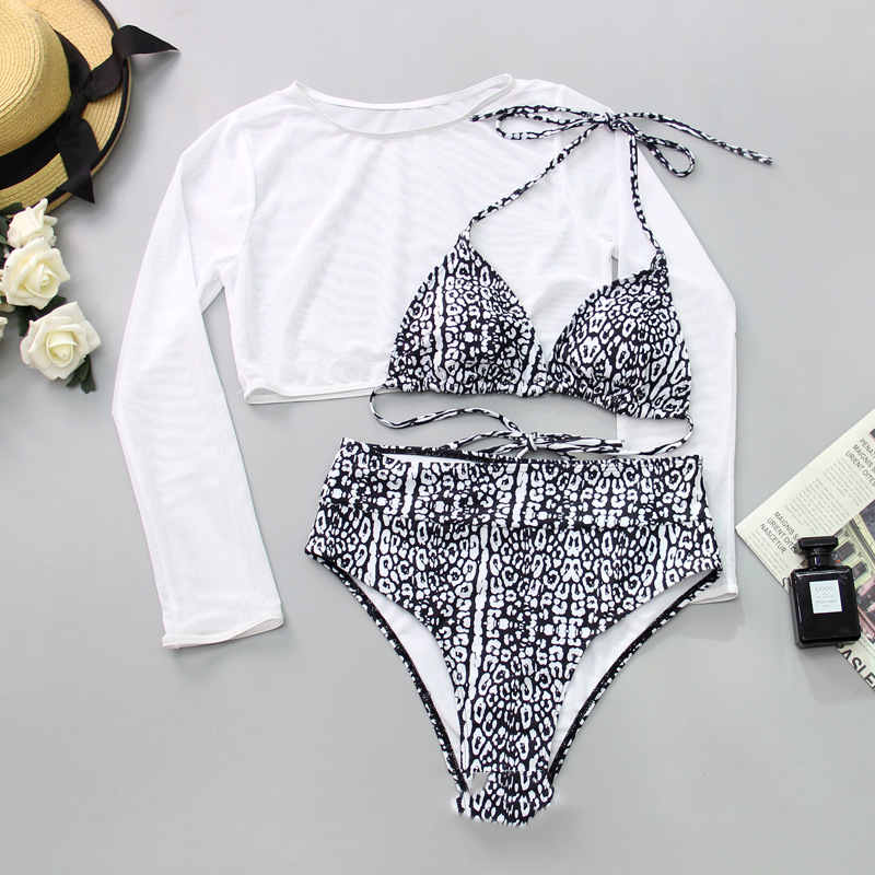 New Swimsuit Sexy Bikini High Waist Three-piece Set