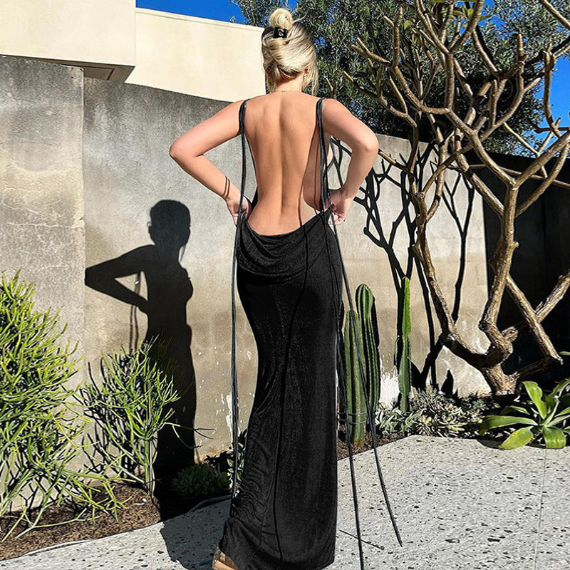 Backless Sexy Strap Slim Dress Tube Top Halter