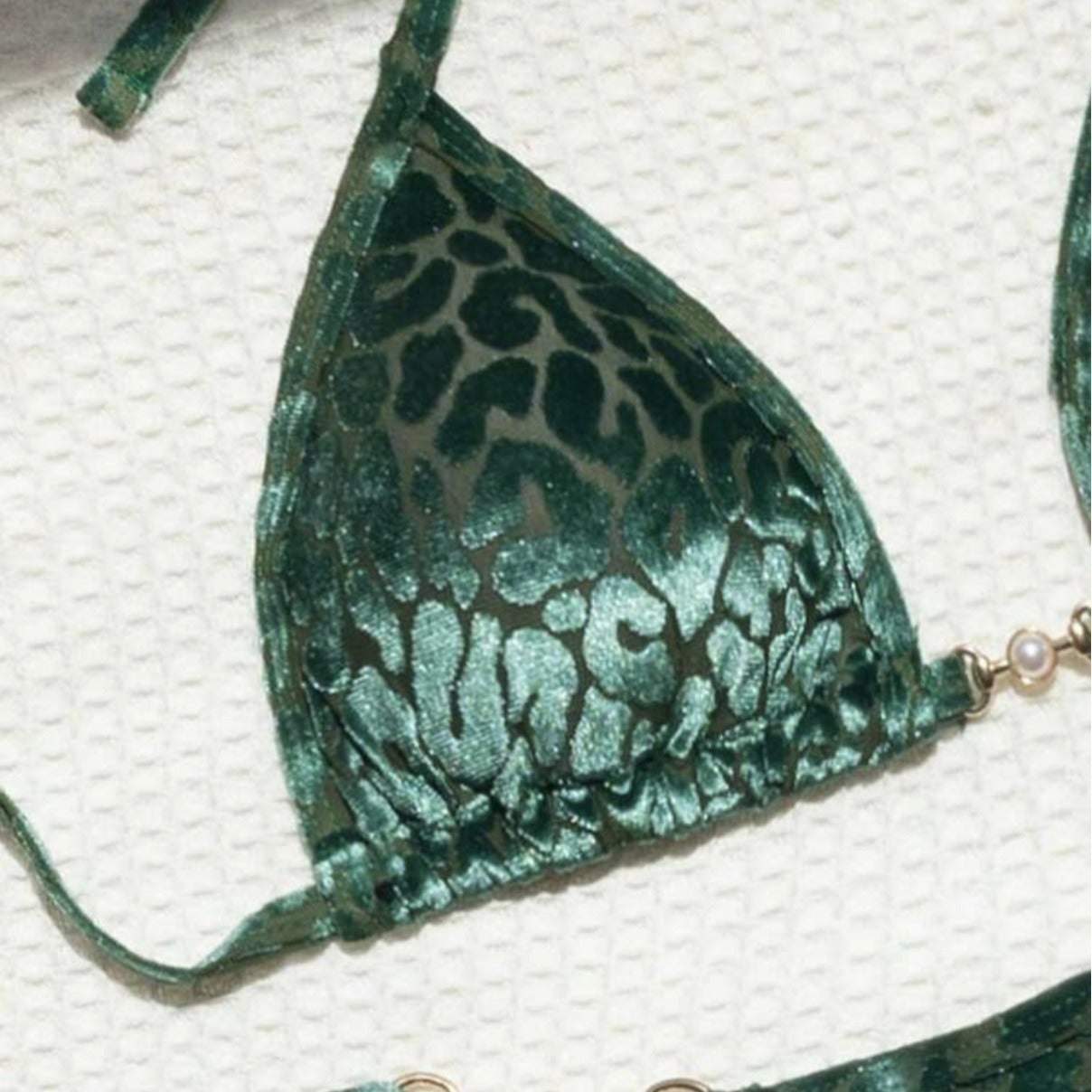 T-shaped Pearl Leopard Special Fabric Swimwear Swimsuit Bikini