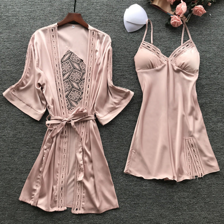 Two-piece spring and autumn nightgown