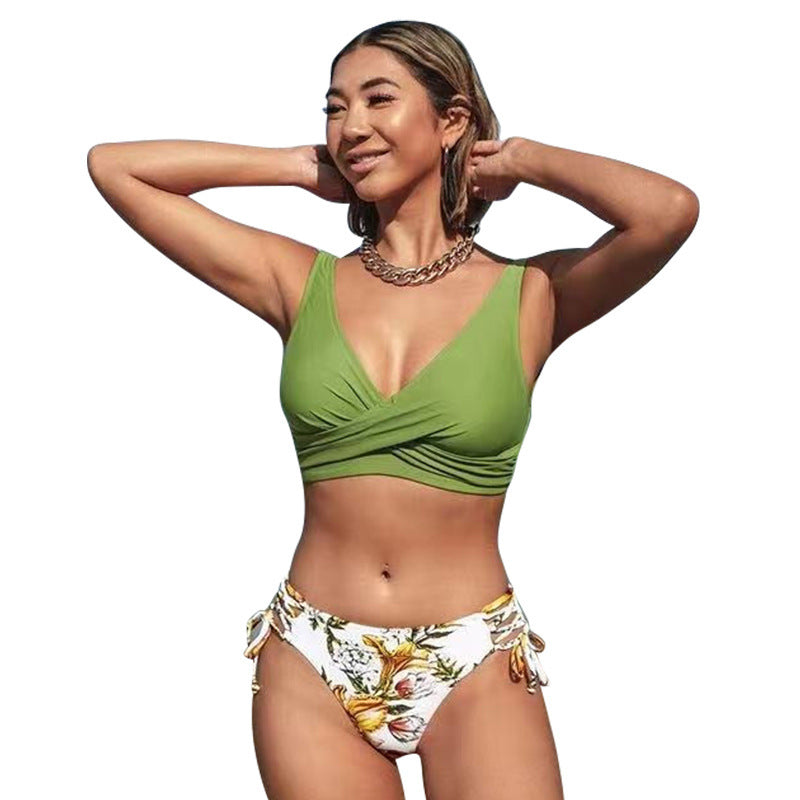 Sexy Halter Bikini Women's Split Lace-up Swimsuit