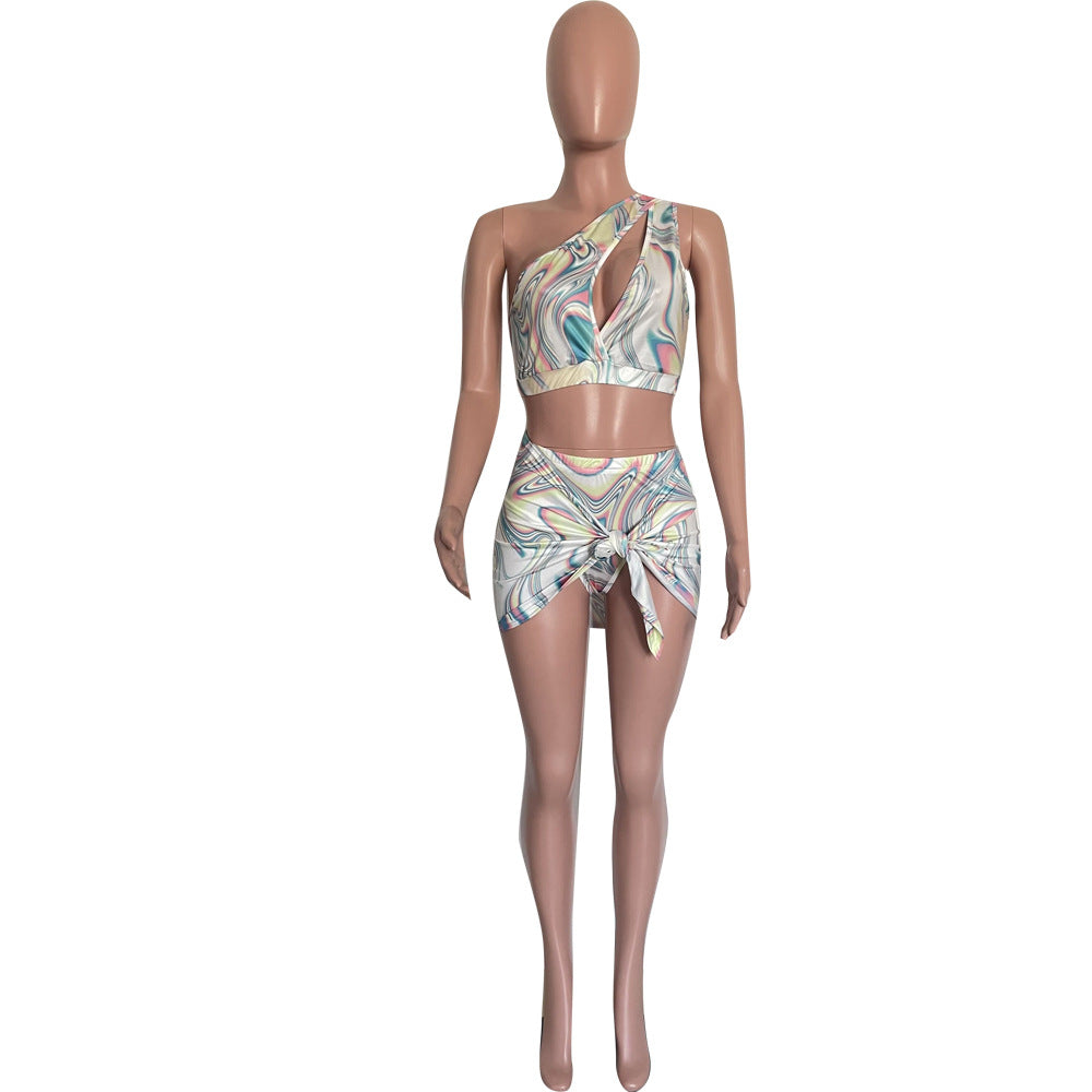 Swimsuit Three Piece Printed Ladies Split