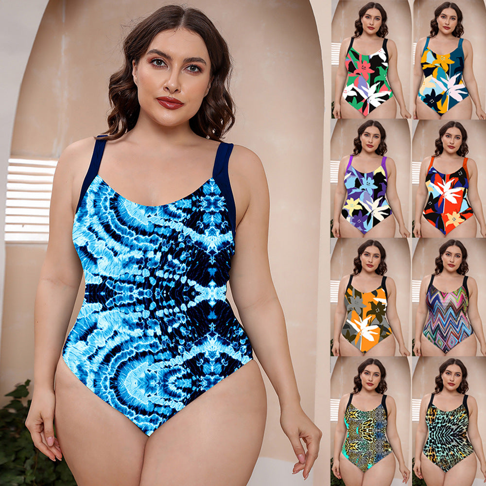 One-piece Bikini Conservative Hot Spring Bathing Suit Vest Spaghetti-strap Floral Print Swimsuit